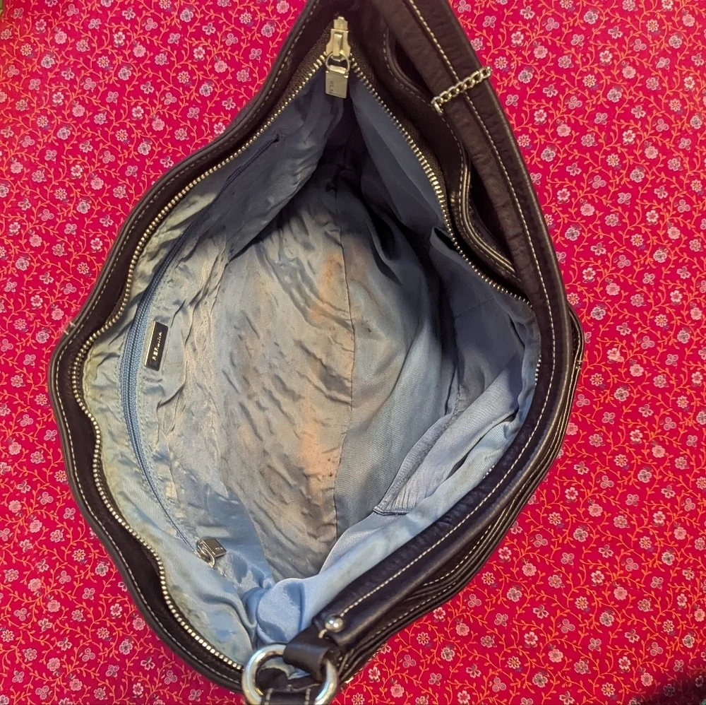 Perlina Y2K Leather Hobo Bag Shoulder Crescent‎ Baguette Tassel Silver Hardware